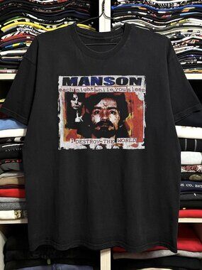90s Charles Manson Black Tee